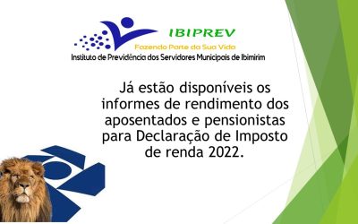 Os Informes de Rendimentos dos Aposentados e Pensionistas do IBIPREV já estão disponíveis